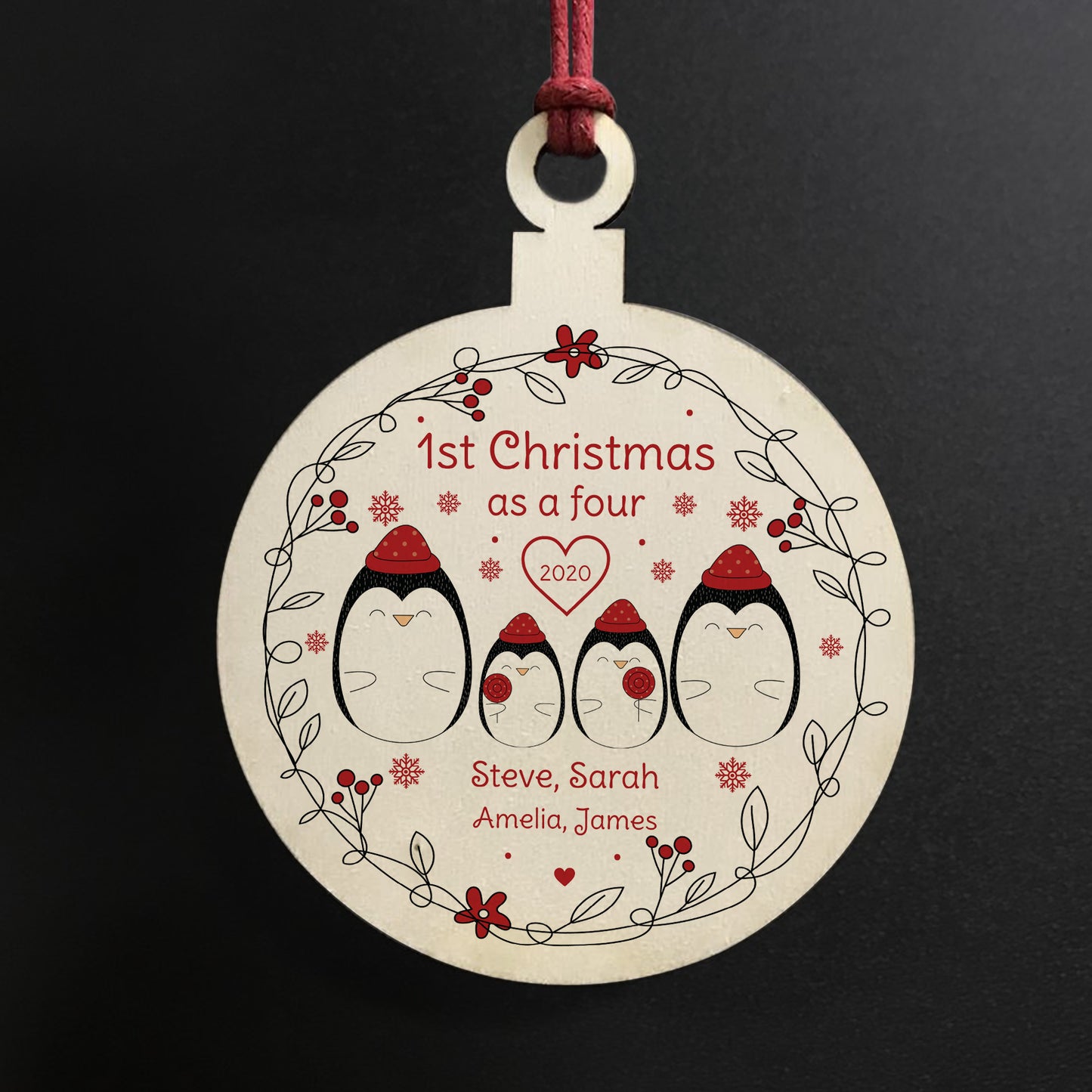 Personalised Christmas Hanging Bauble First 1st Family Christmas