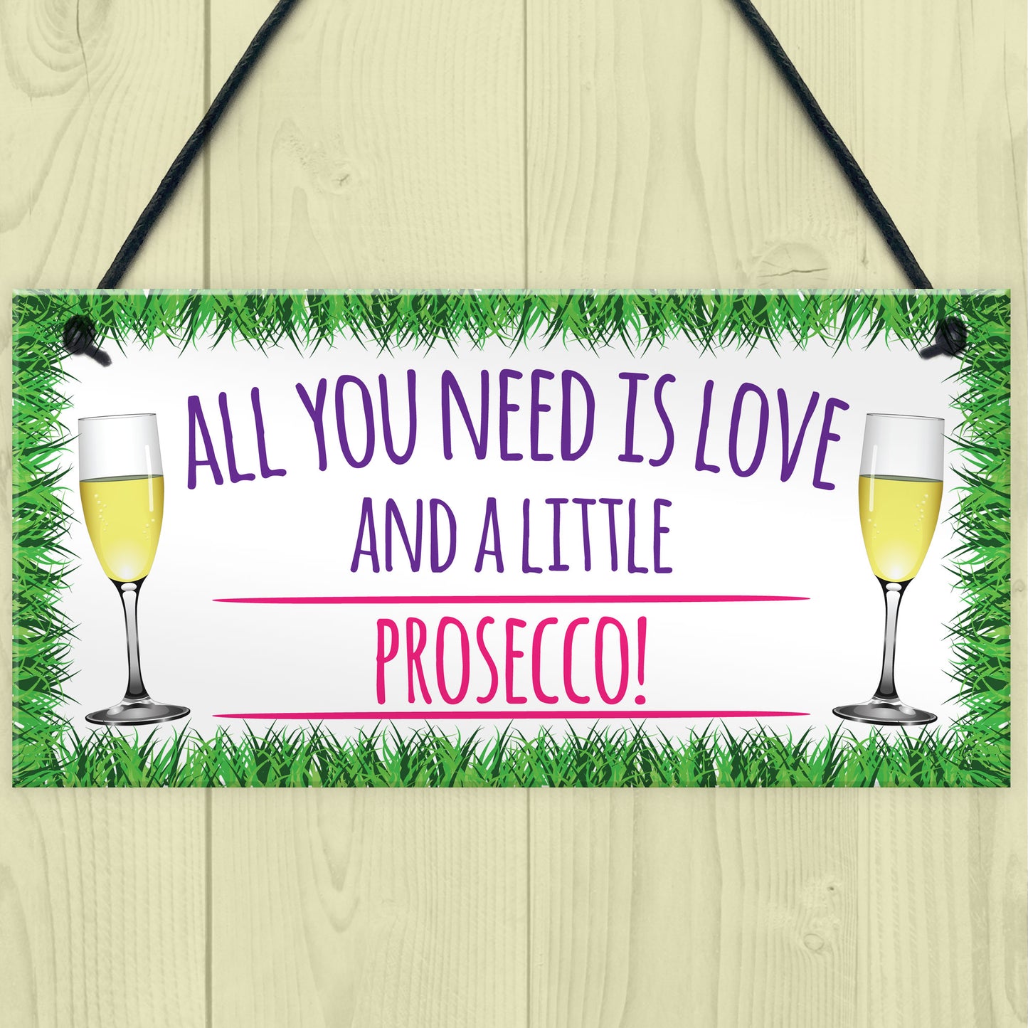 All You Need Is Love And Prosecco Alcohol Hanging Plaque