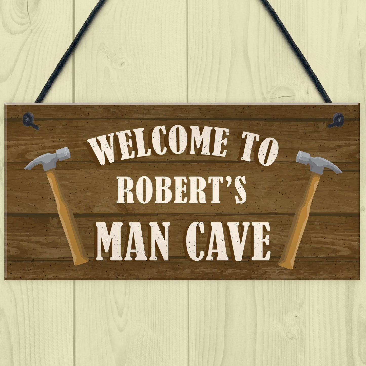 Man Cave Sign Wood Effect Bar Shed Garden Plaque Personalised
