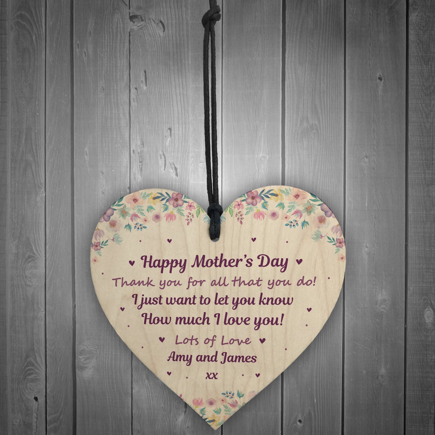 Thank You Gift For Mum Mothers Day Gift Wood Heart Daughter Son