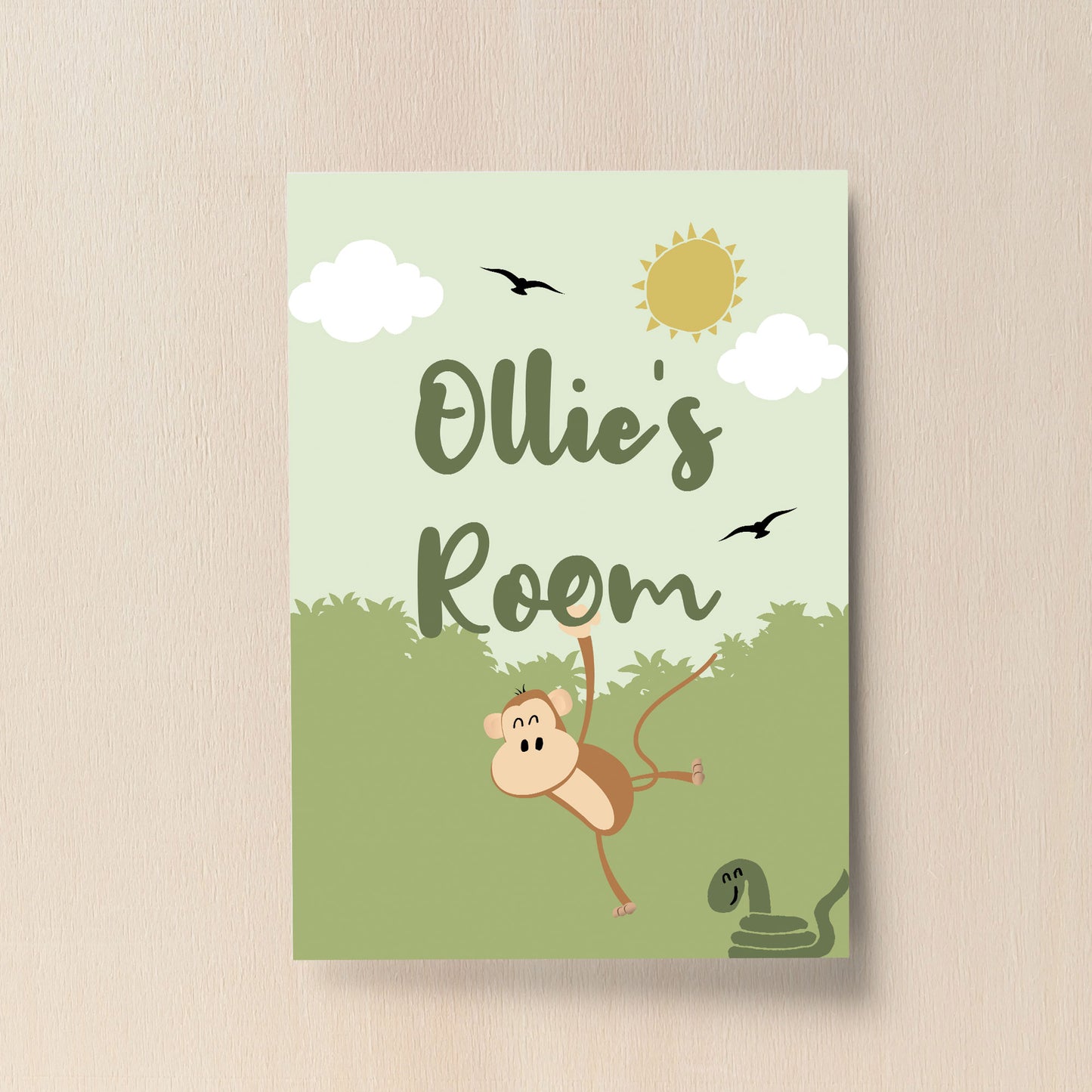 PERSONALISED Bedroom Sign Boys Bedroom Animal Print Decor