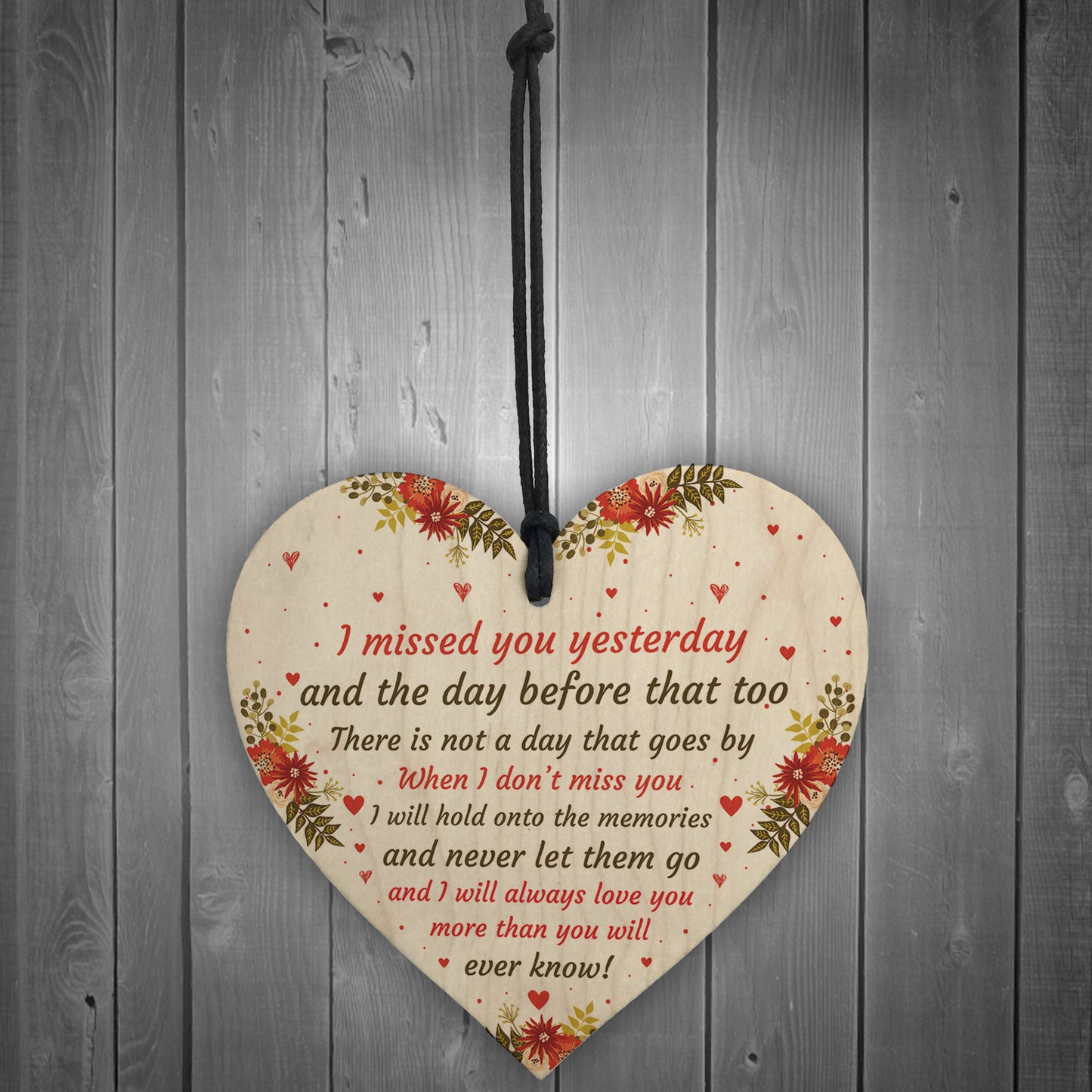 Miss You Memorial Plaque Wood Hanging Heart Mum Dad Nan Grandad
