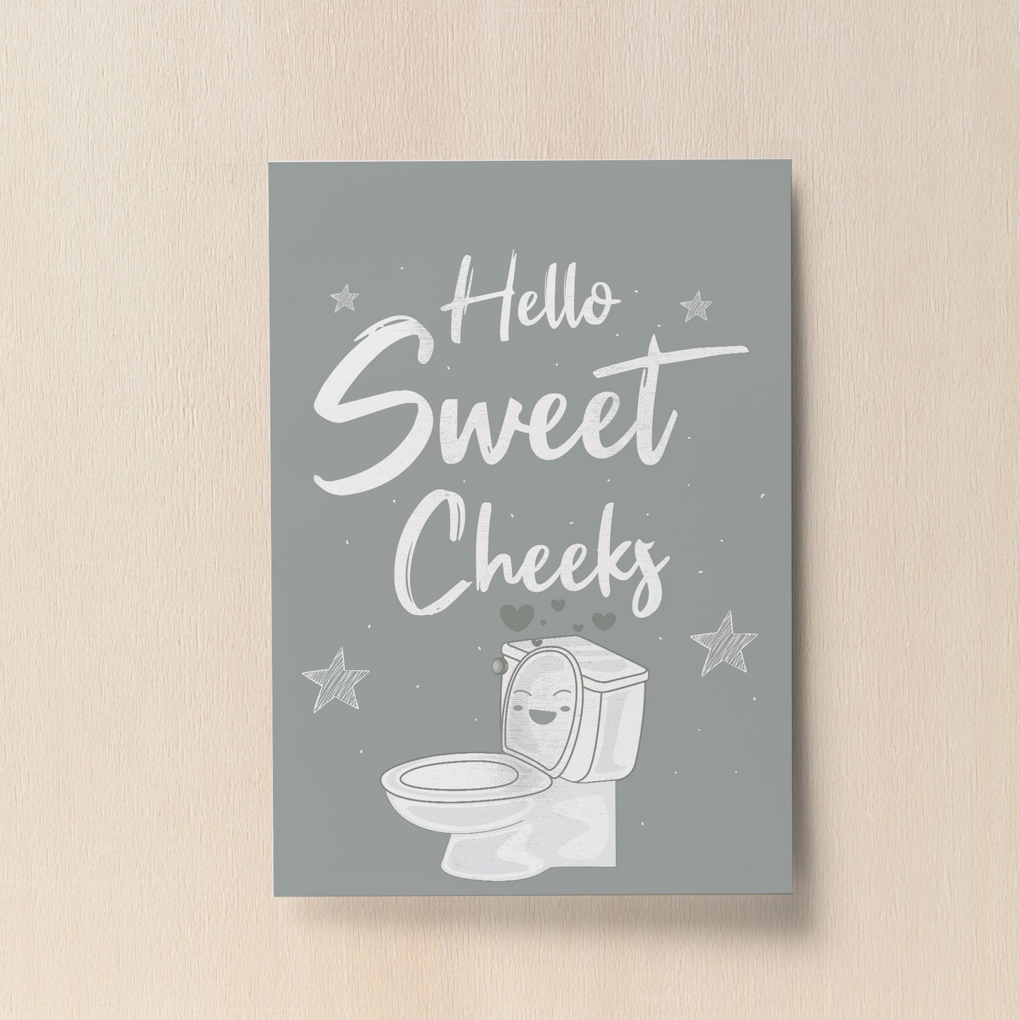 Funny Bathroom Print Hello Sweet Cheeks Toilet Loo Sign Wall Art