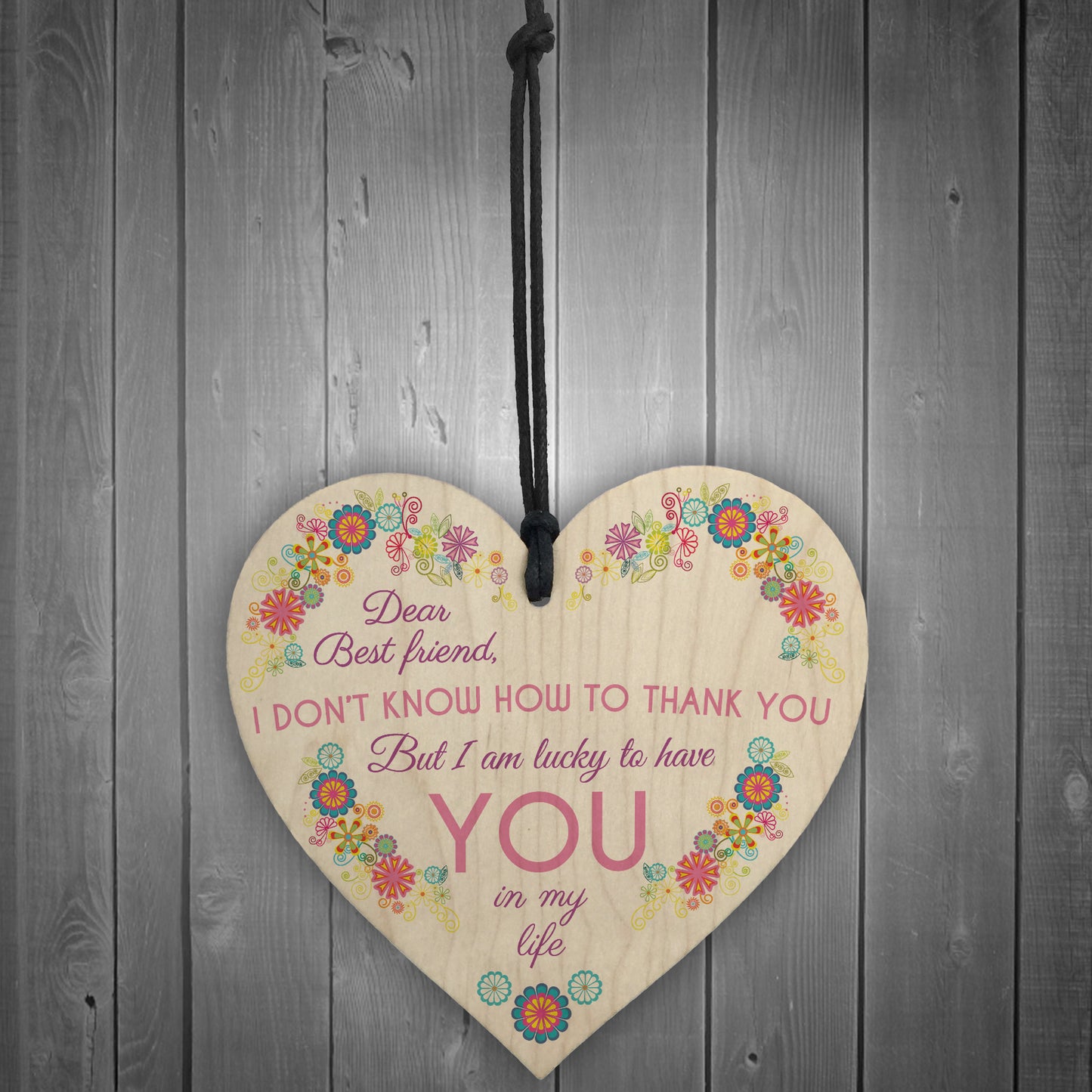 Dear Bestfriend Wooden Hanging Heart Friendship Sign Plaque Gift