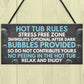 Shabby Hot Tub Rules Novelty Hanging Garden Shed Plaque Jacuzzi