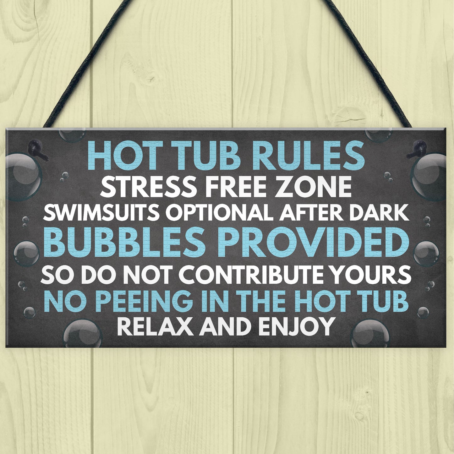 Shabby Hot Tub Rules Novelty Hanging Garden Shed Plaque Jacuzzi