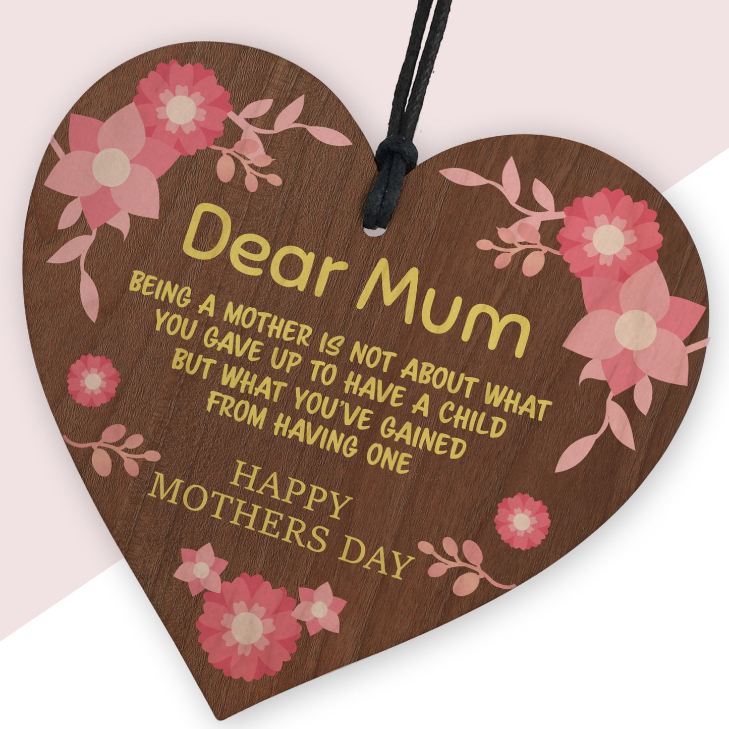 Mothers Day Gift Hanging Sign For Mum Wooden Heart Cute Quote