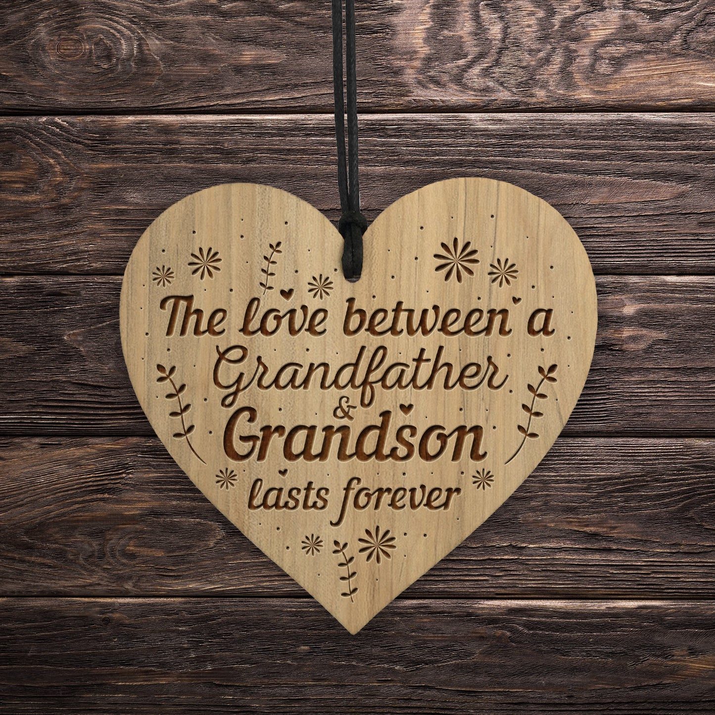 Grandfather Grandson Gifts Engraved Heart Birthday Christmas