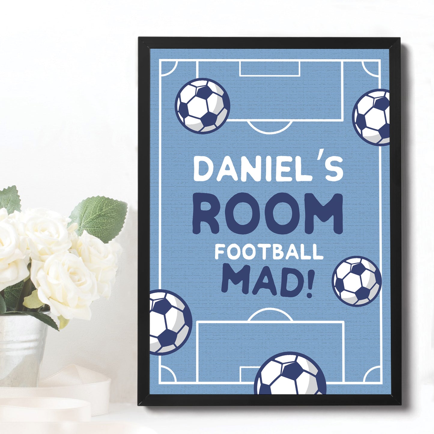 Boys Bedroom Wall Print Frame Personalised Football Gift For Son