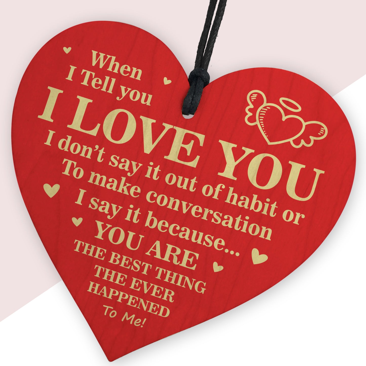 Valentines Day I Love You Wood Heart Gift For Boyfriend