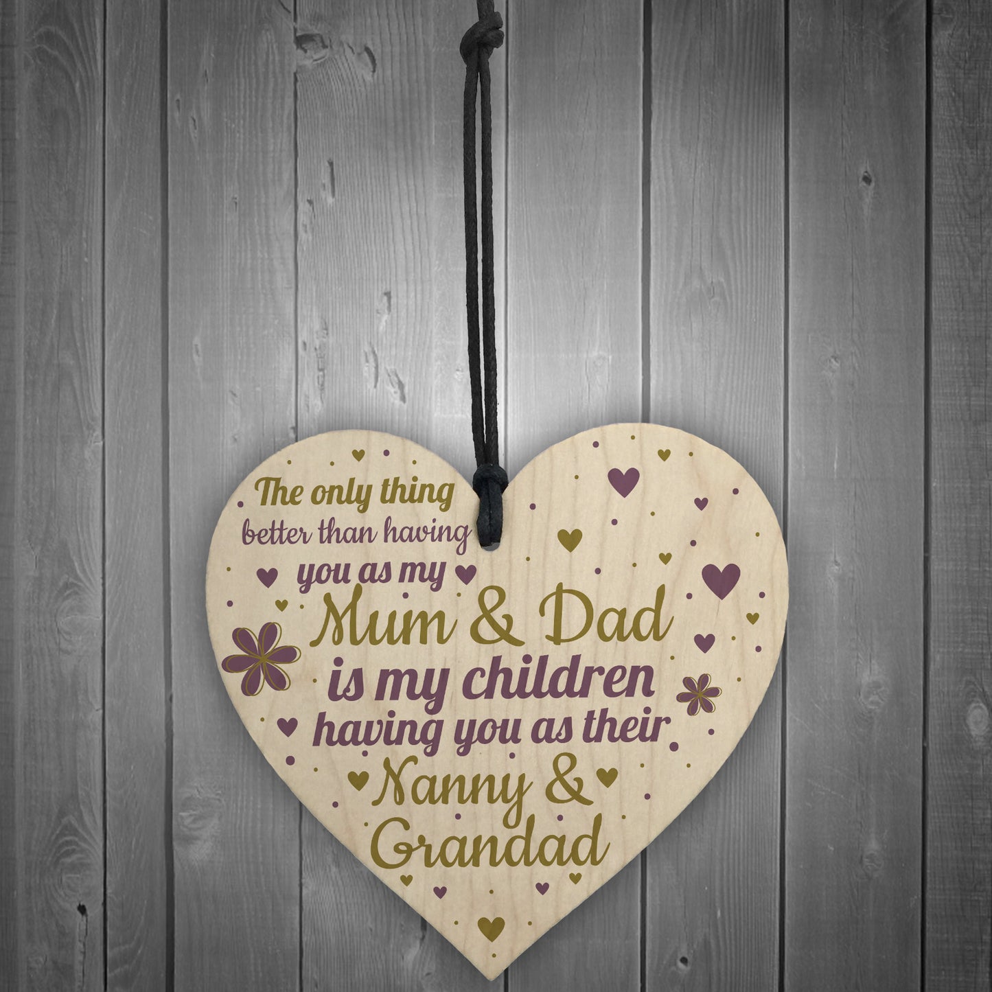 Gifts For Mum Dad Nan Nanny Grandad Wooden Heart Plaque Gift