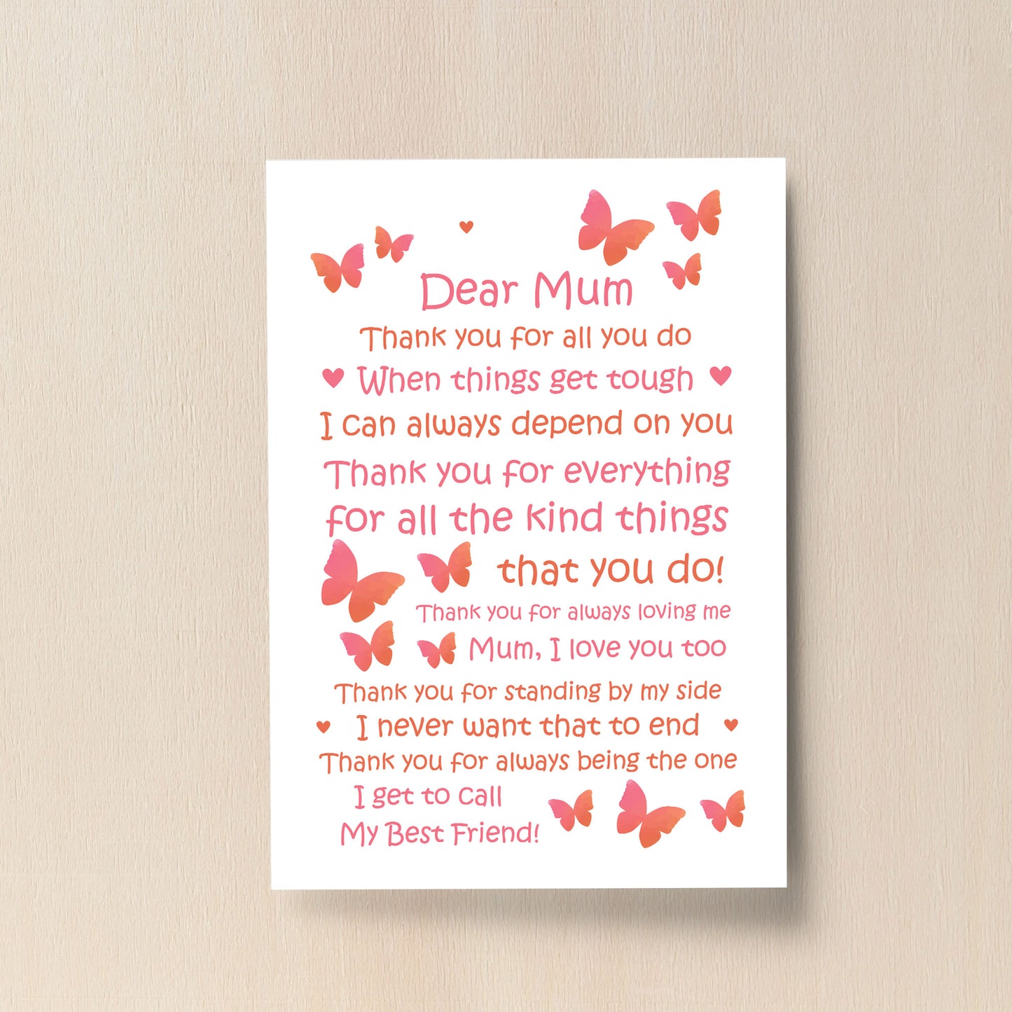 Christmas Birthday Gifts For Mum From Daughter Son Print Poem
