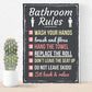 Bathroom Rules Funny Toilet Door Wall Sign Novelty Joke Plaque