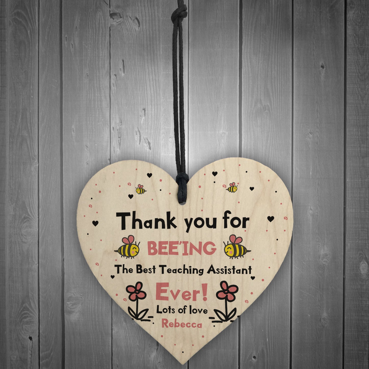Best Teaching Assistant Gift Personalised Wooden Heart Lockdown