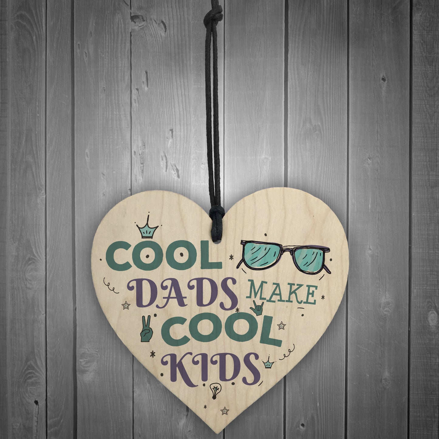 Cool Dads FATHER'S DAY Wooden Heart Sign Funny Gifts From Kids