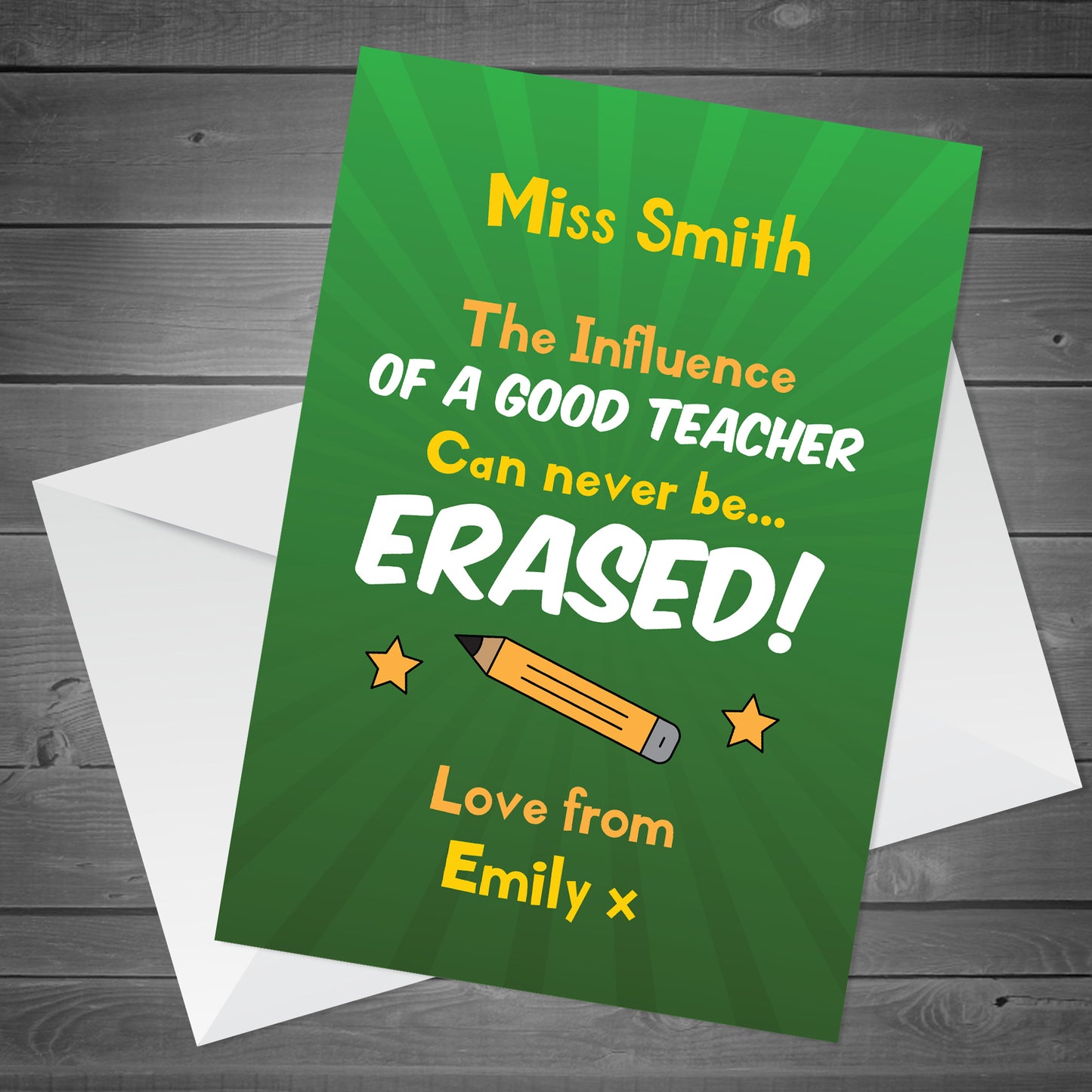 Personalised Teacher Card Thank You From Student Leaving Goodbye