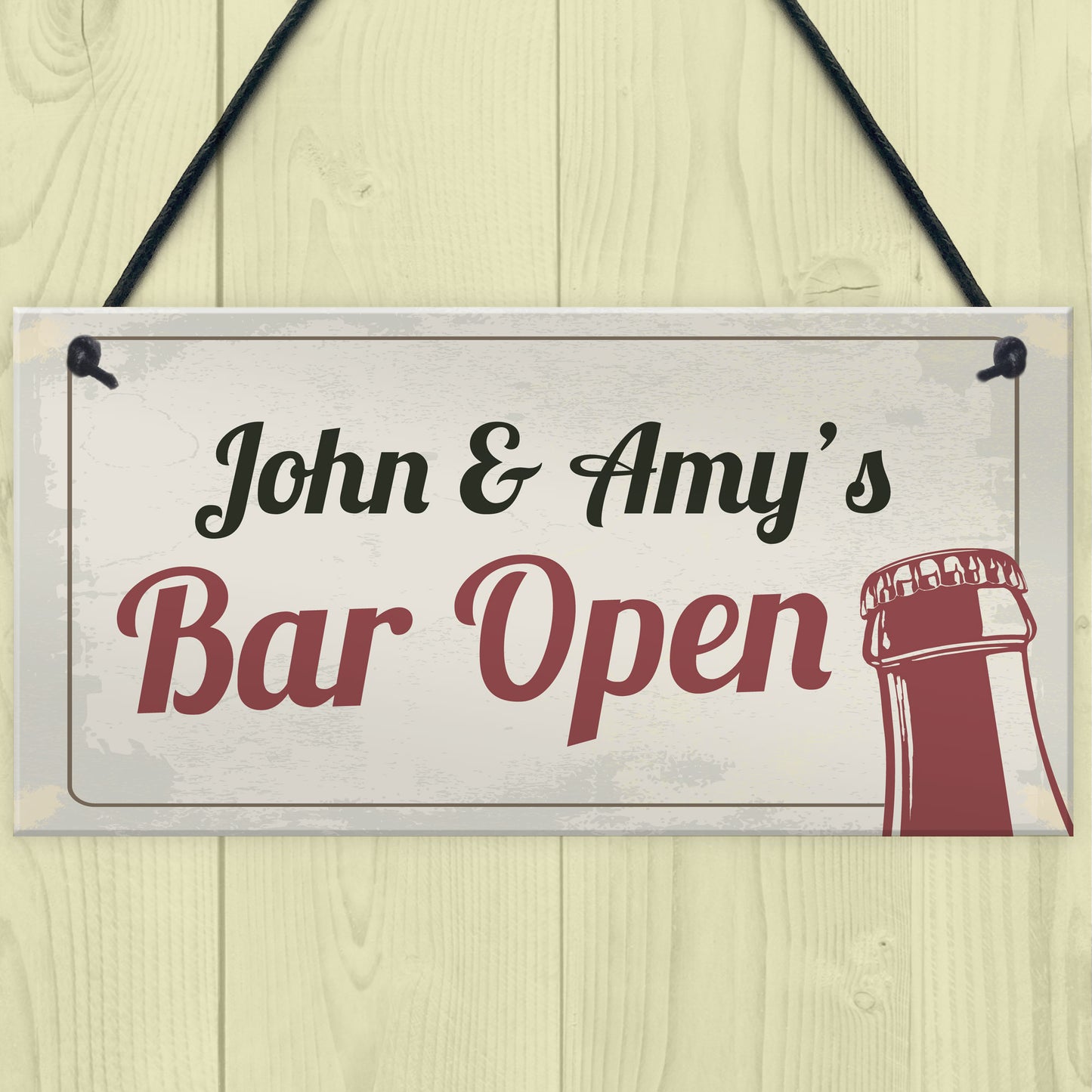 PERSONALISED Bar Open Home Bar Hanging Sign Man Cave Beer