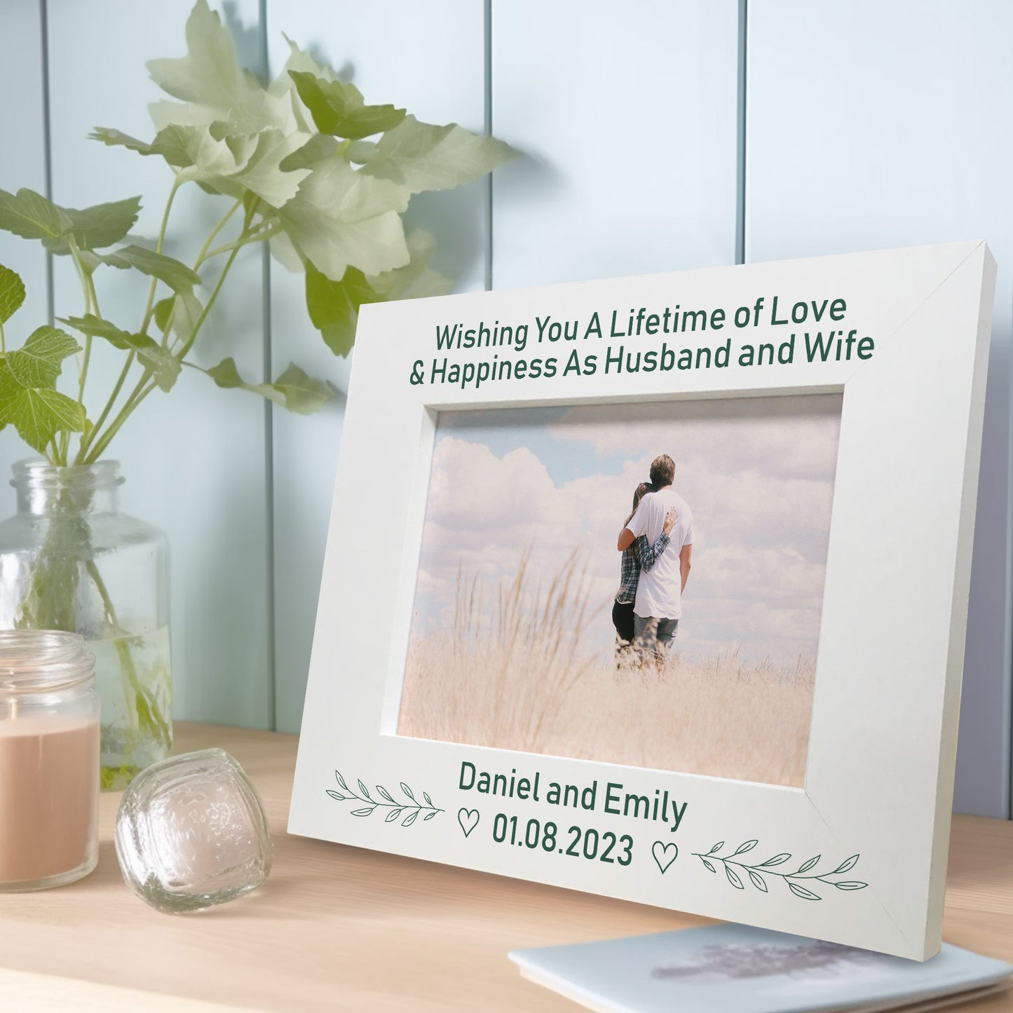 Personalised Wedding Day Gift Photo Frame For Husband Wife