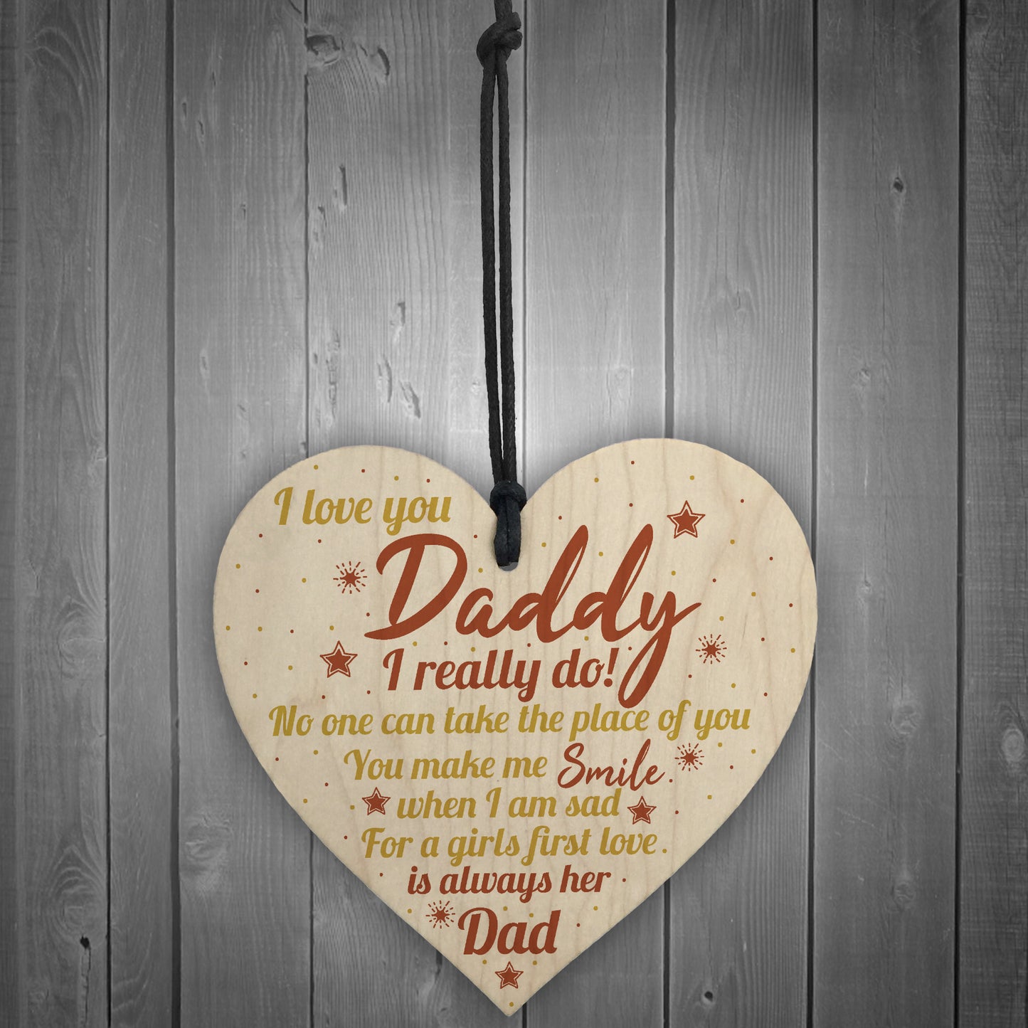 Bump Gifts Wooden Heart Dad Daddy Father Baby Son Daughter Card