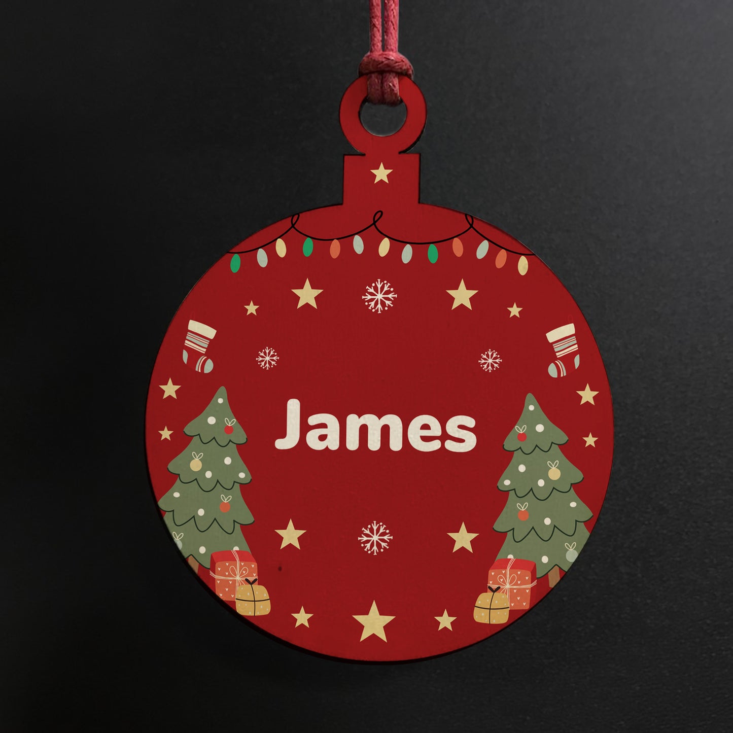 Persoanalised Any Name Christmas Bauble Wood Decoration 1st