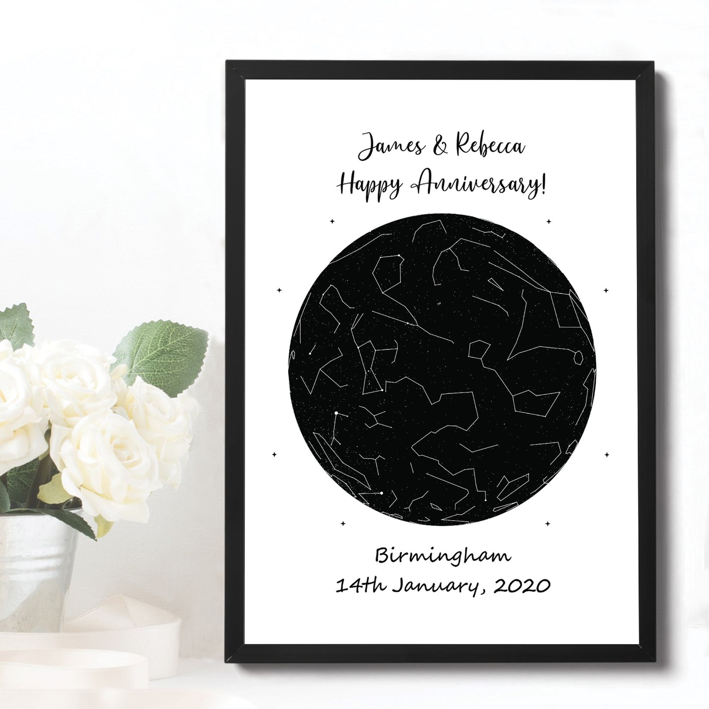 Anniversary Gift For Husband Wife Personalised Star Framed Print