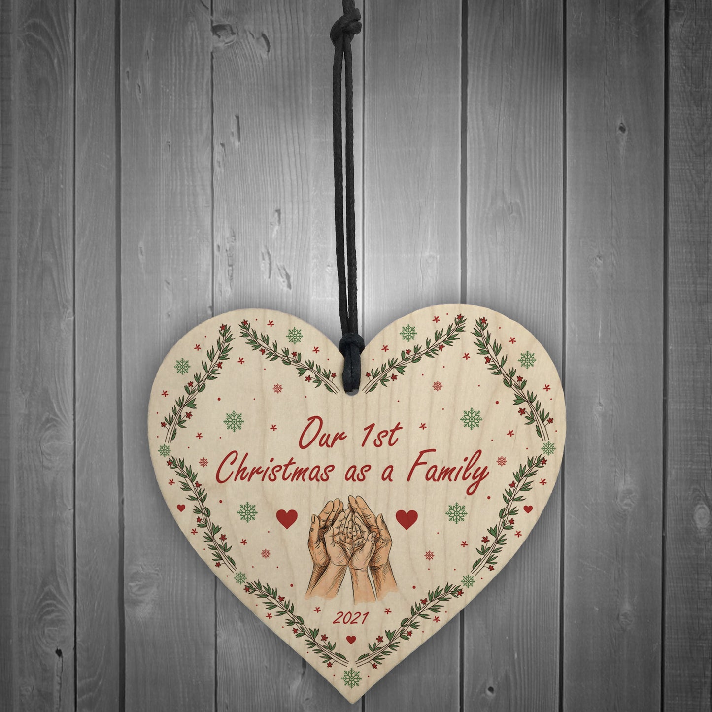 Personalised 1st Christmas As A Family Hanging Heart Family Gift