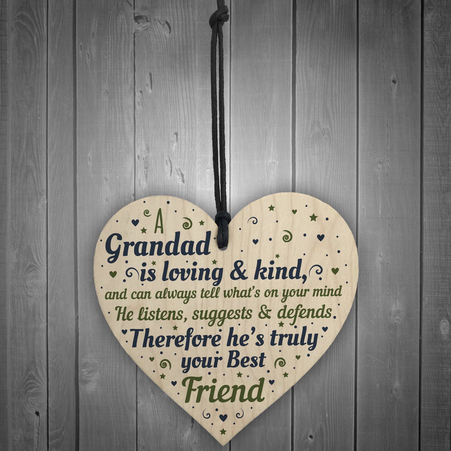 Grandad Christmas Birthday Gift Wooden Heart Sign Gift Keepsake