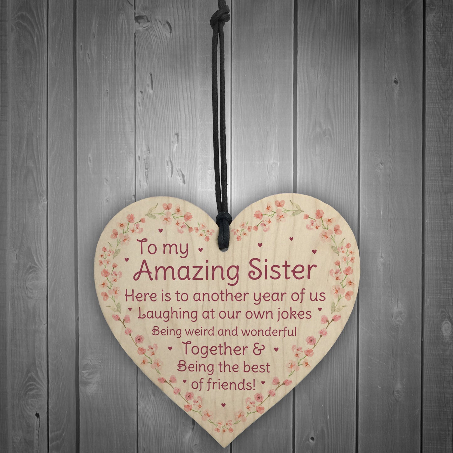 Amazing Sister Best Friend Gift Wood Heart Sister Birthday Gift