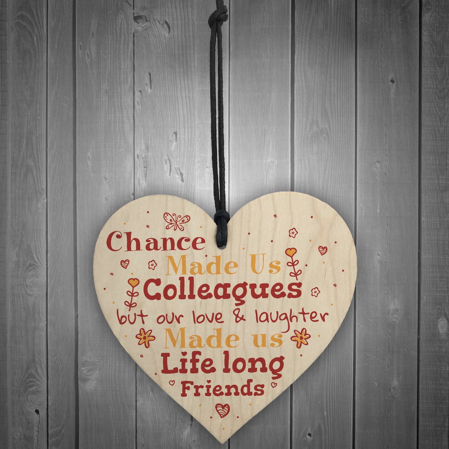 Handmade Chance Made Us Colleagues Wooden Heart Plaque Friend