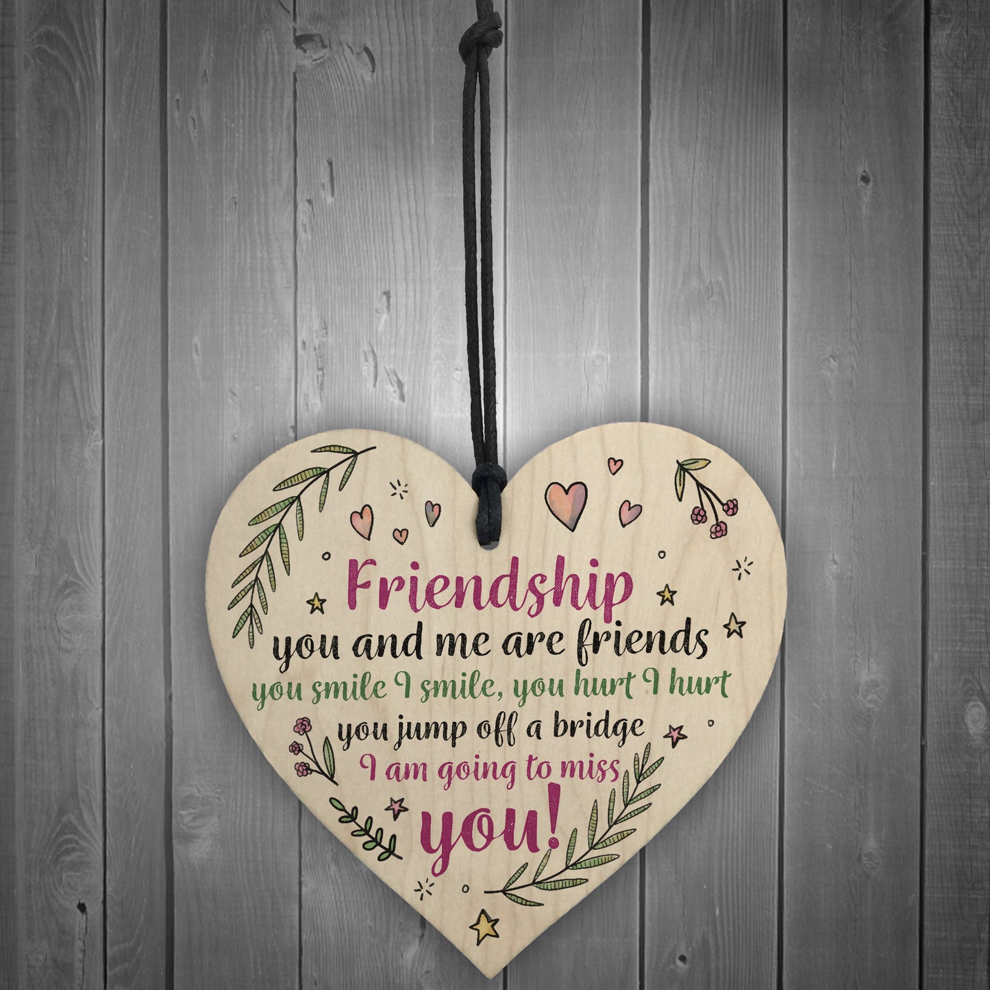 Handmade Friendship Sign Wood Heart Best Friend Thank You Gift