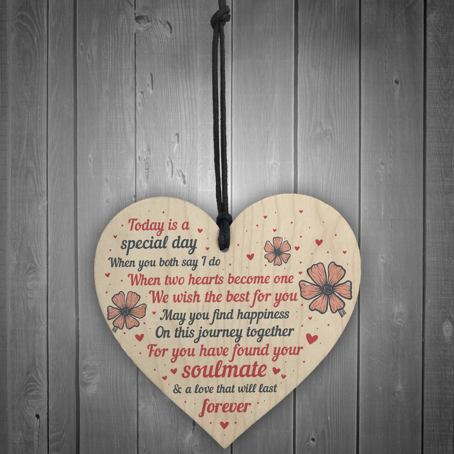 Wedding Gift Wooden Heart Plaque Mr And Mrs Good Luck Gift
