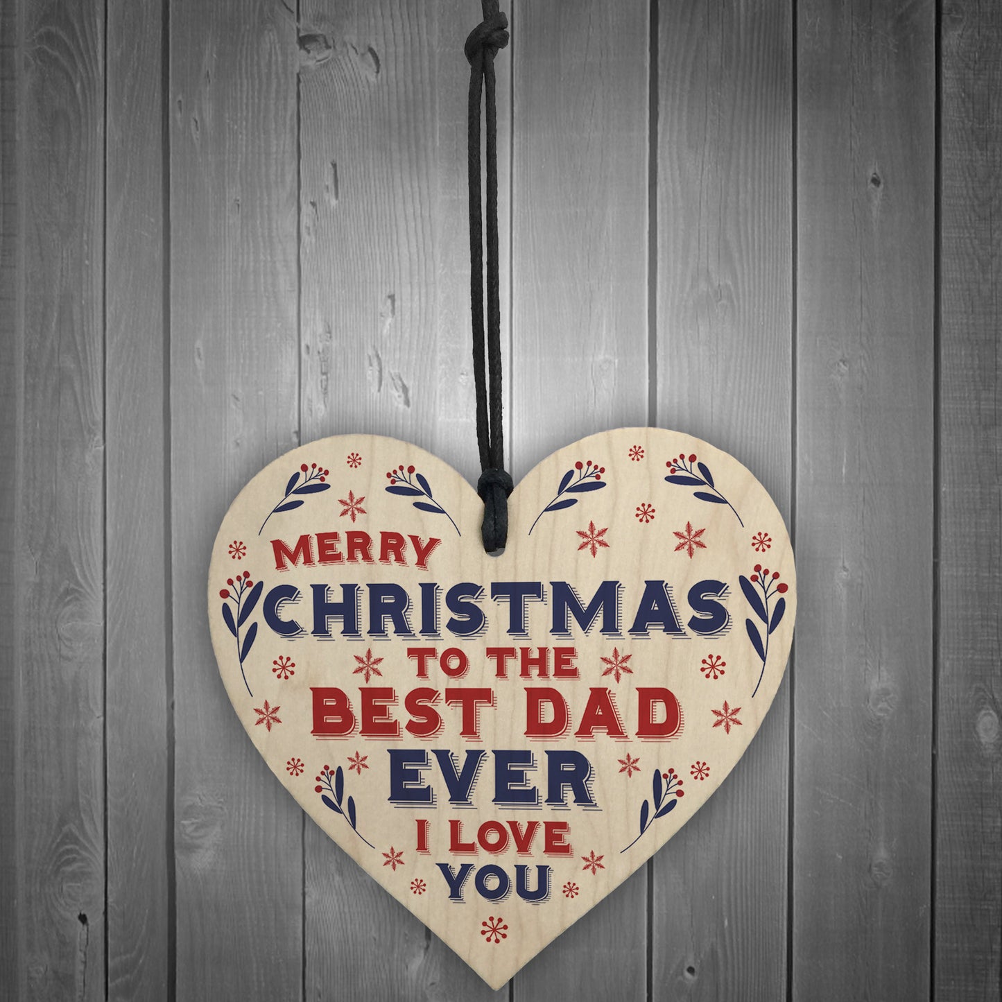 Christmas Gift For Dad Hanging Wood Heart Bauble Gift For Him