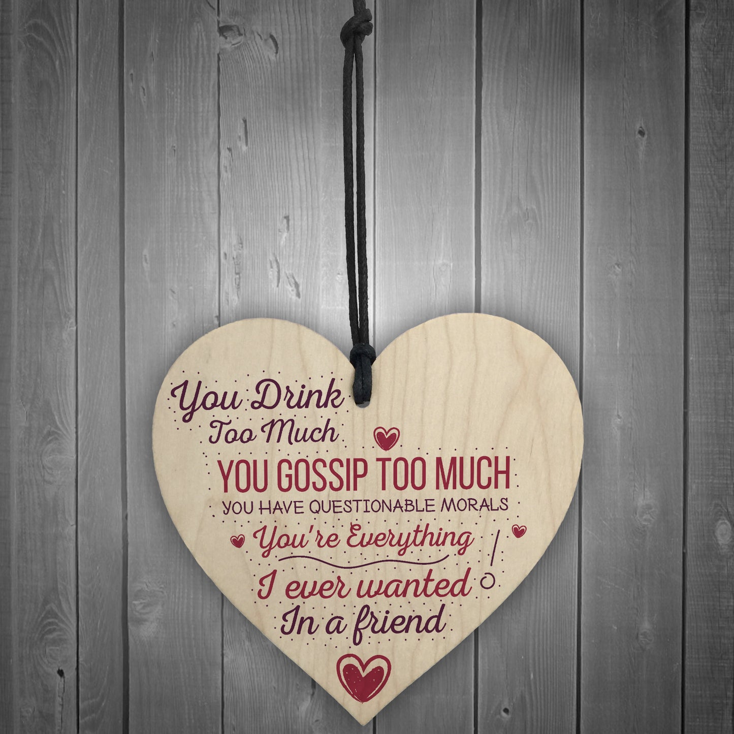 Friendship Best Friend Sign Shabby Chic Wood Hanging Heart Gift