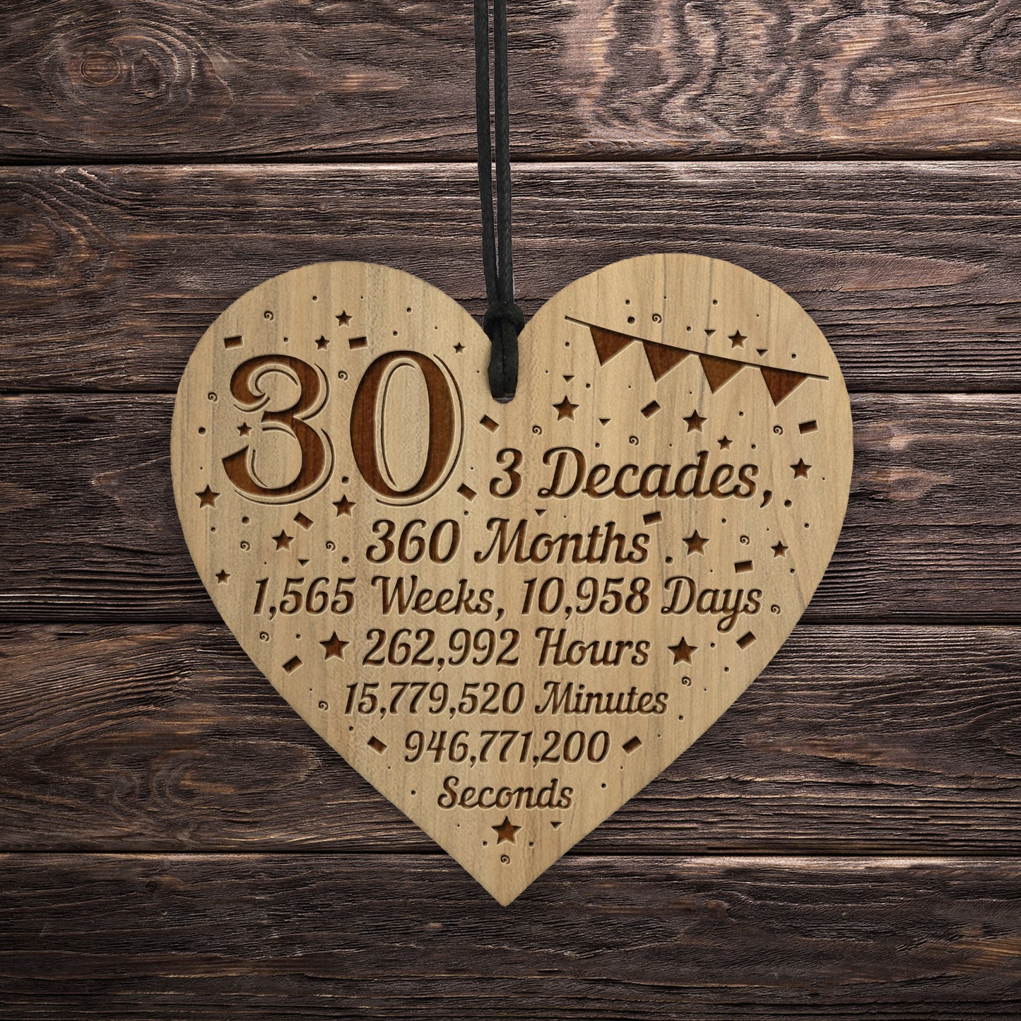 Funny 30th Birthday Gift For Him Her Engraved Wood Heart