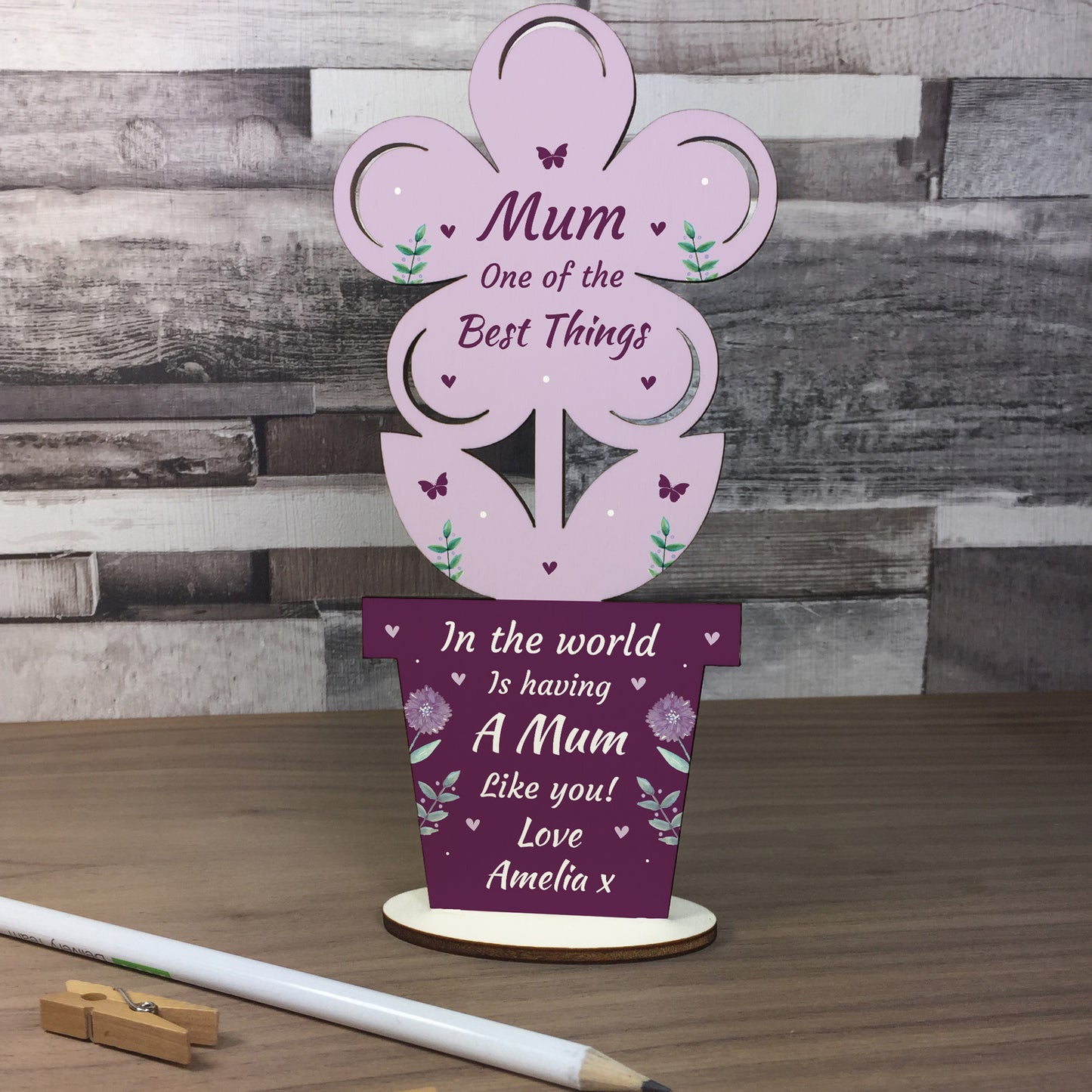 Best Mum Gift For Mothers Day Birthday Wood Flower Daughter Son