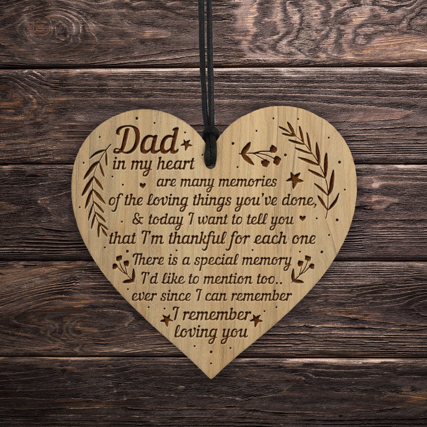Dad Thank You Gifts From Daughter Son Engraved Wood Heart