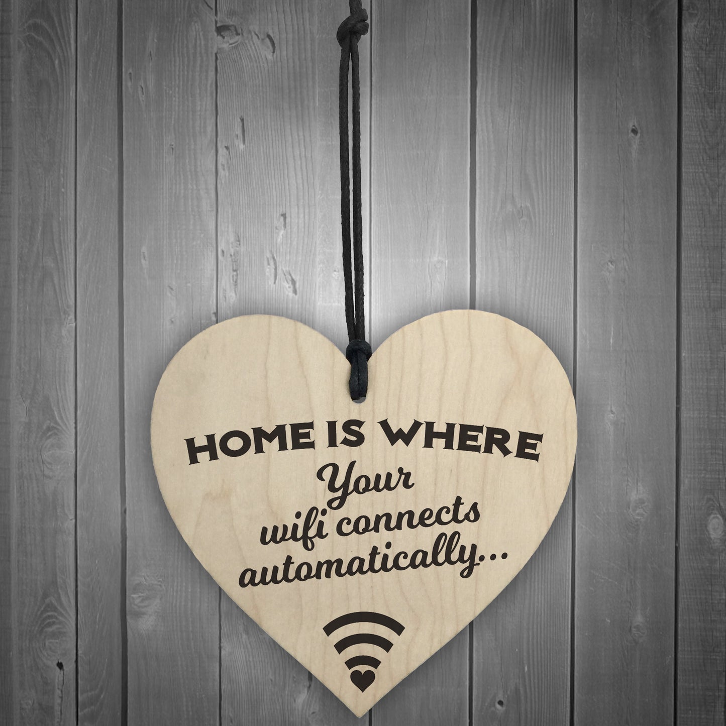 Home Is Where Wifi Is Novelty Wooden Hanging Heart Plaque