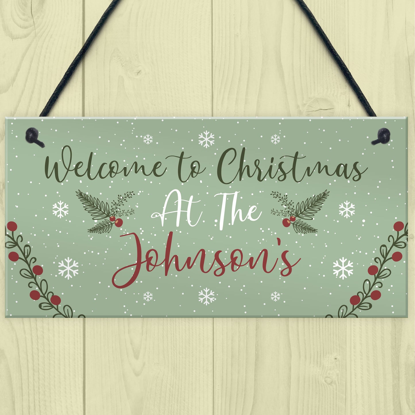 Welcome Sign Personalised Christmas Decoration Gift For Family