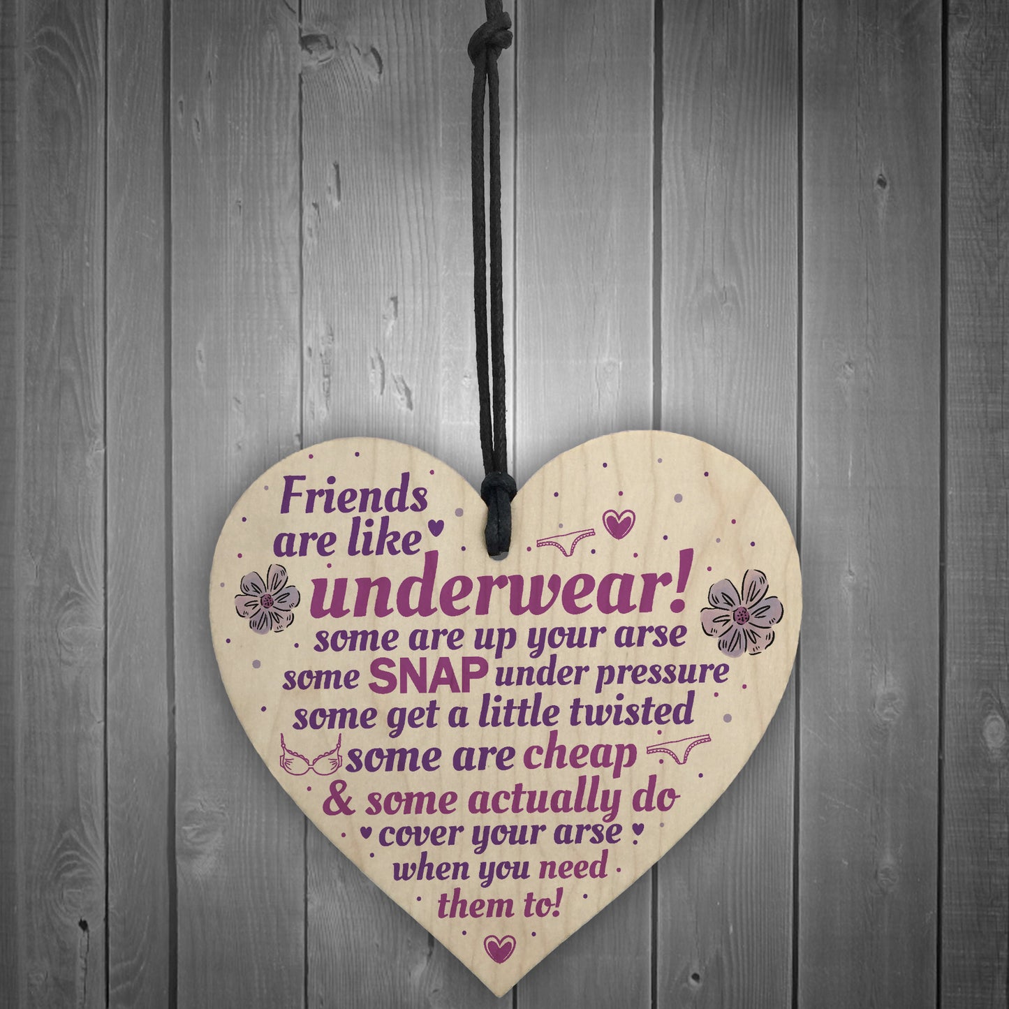 Novelty Handmade Friendship Gift Funny Wood Heart Sign Birthday