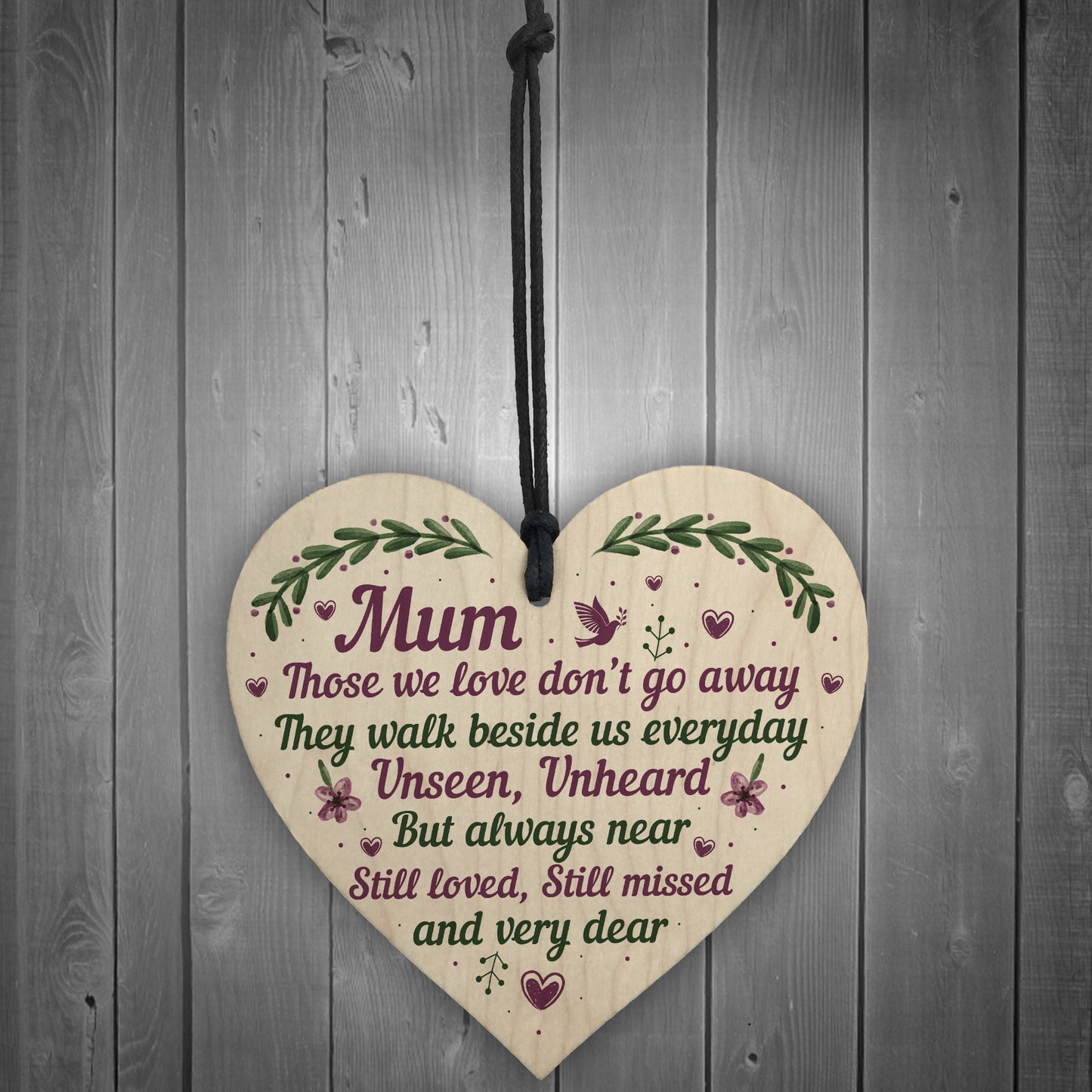 Mum Memorial Plaque Christmas Bauble Grave Wooden Hanging Heart