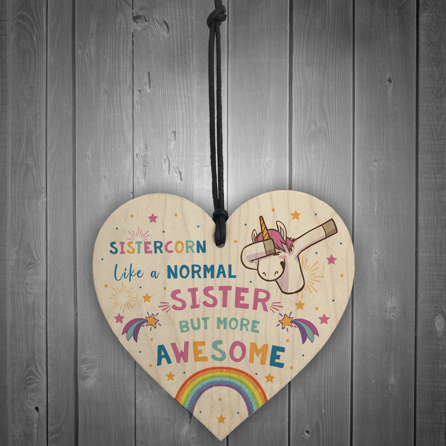 Sistercorn Wood Heart Unicorn Gift For Sister Birthday Christmas