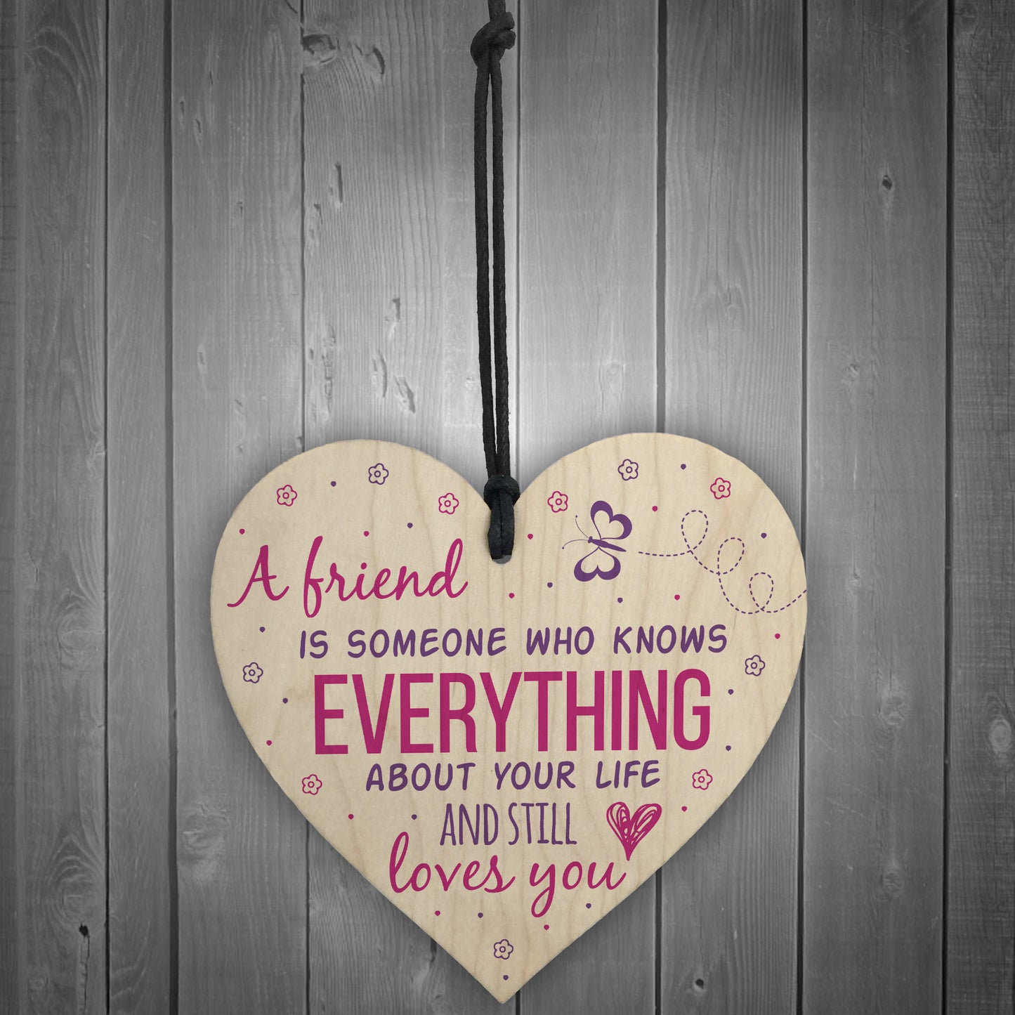 Friends Know Everything Wooden Heart Friendship Plaque Sign Gift