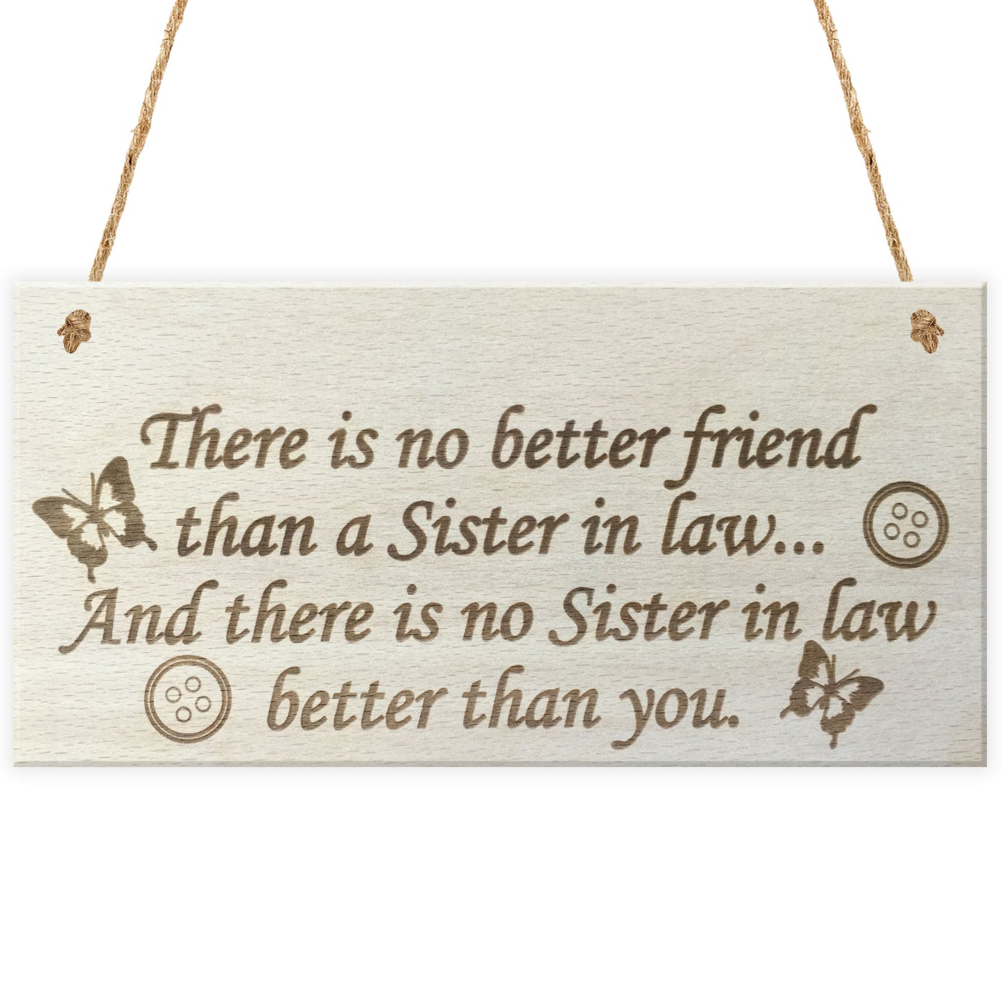 Best Sister In Law Hanging Wooden Plaque Friendship Gift Sign