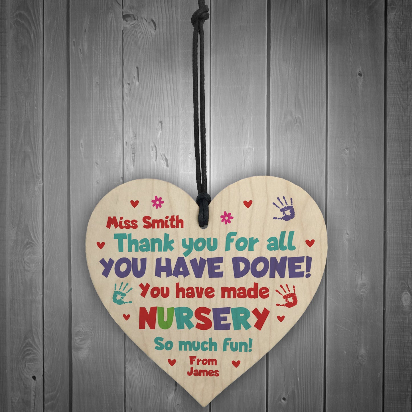Nursery Teacher Gifts PERSONALISED Wooden Heart Leaving