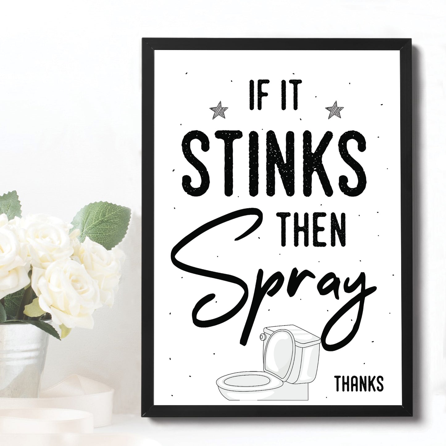 Bathroom Prints Funny Toilet Sign Loo Sign Toilet Decor Framed