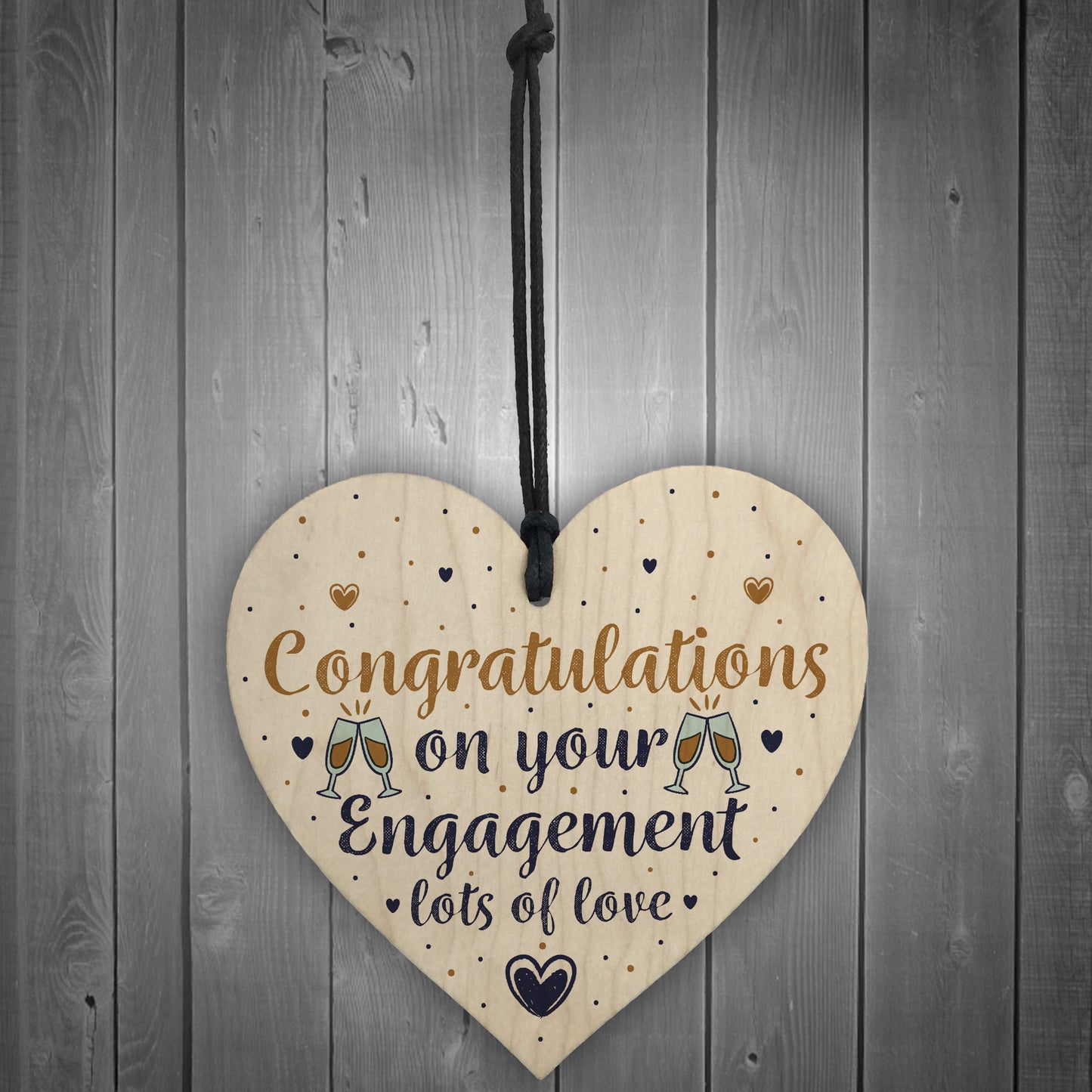 Wedding Engagement Gift Congratulations Wooden Heart Plaque Gift