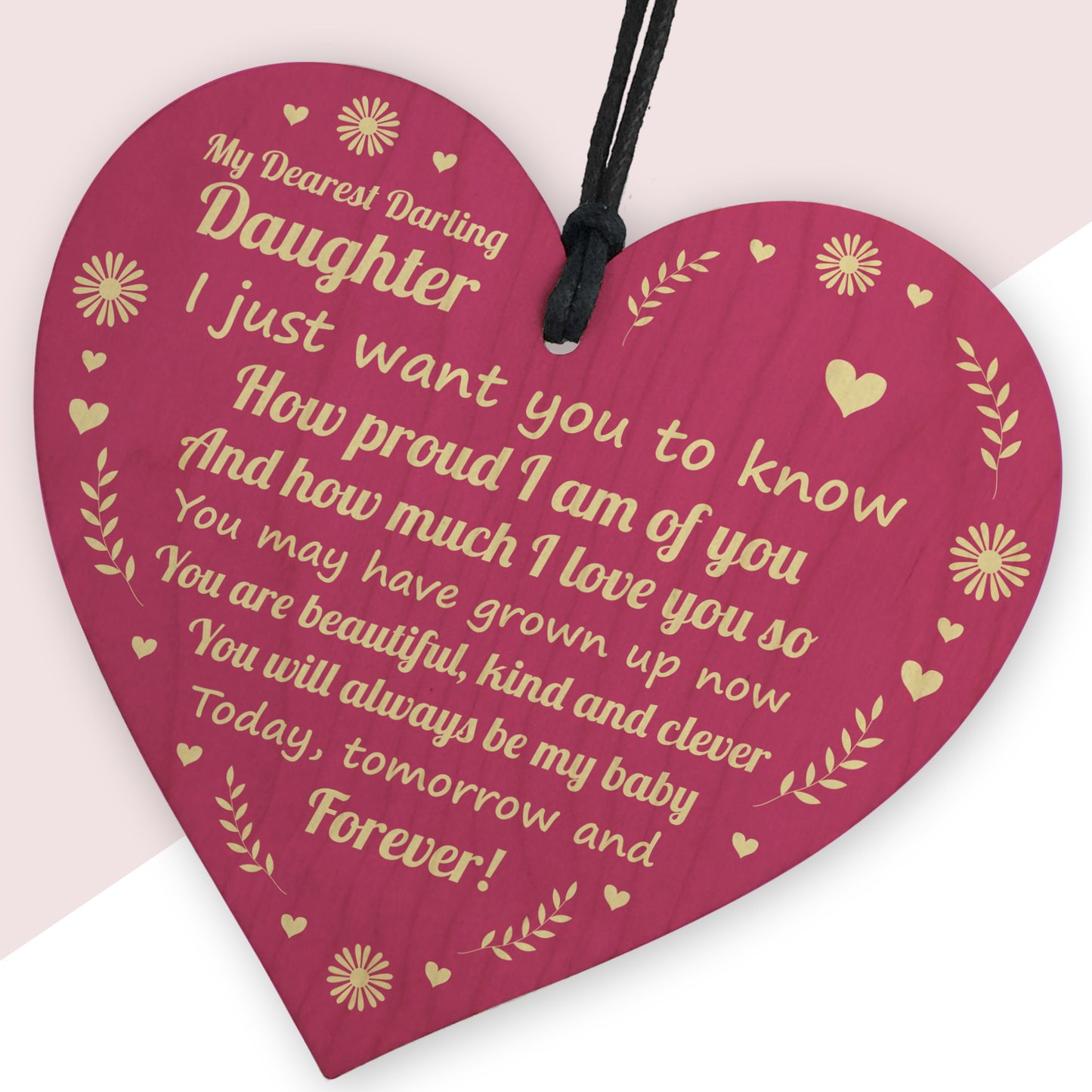 Daughter Gifts From Mum Wooden Hanging Heart Gift For Her