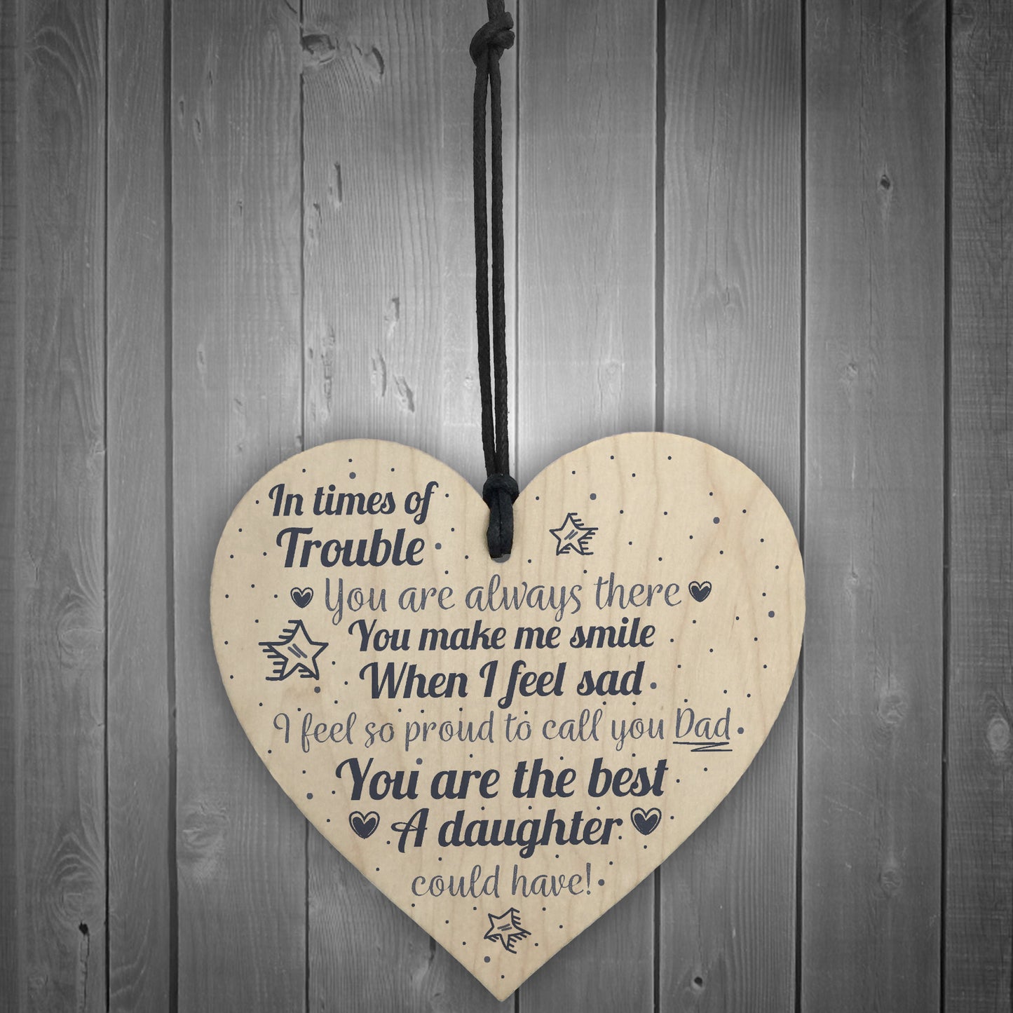 Gifts For Dad Wooden Heart FATHERS DAY Birthday Gift For Him