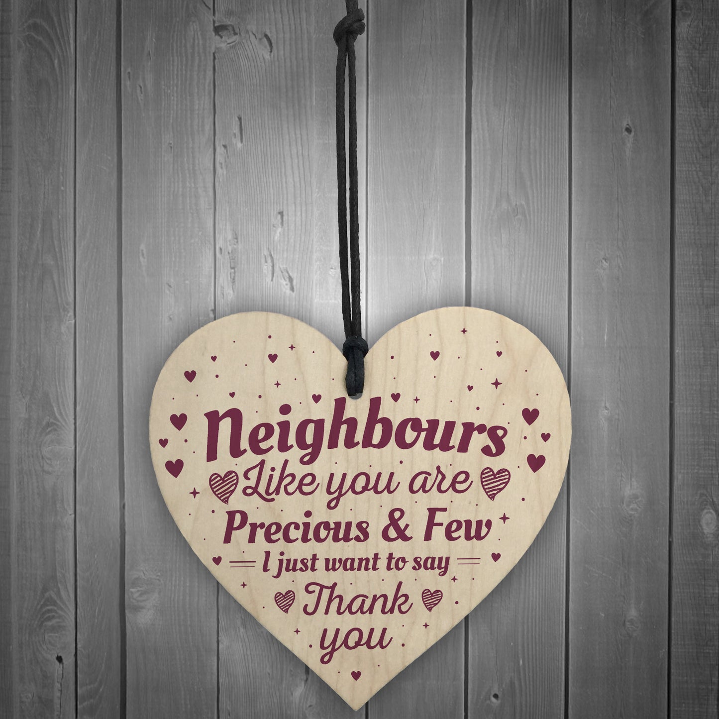 Neighbour Friendship Gift Handmade Wooden Heart Plaque Sign