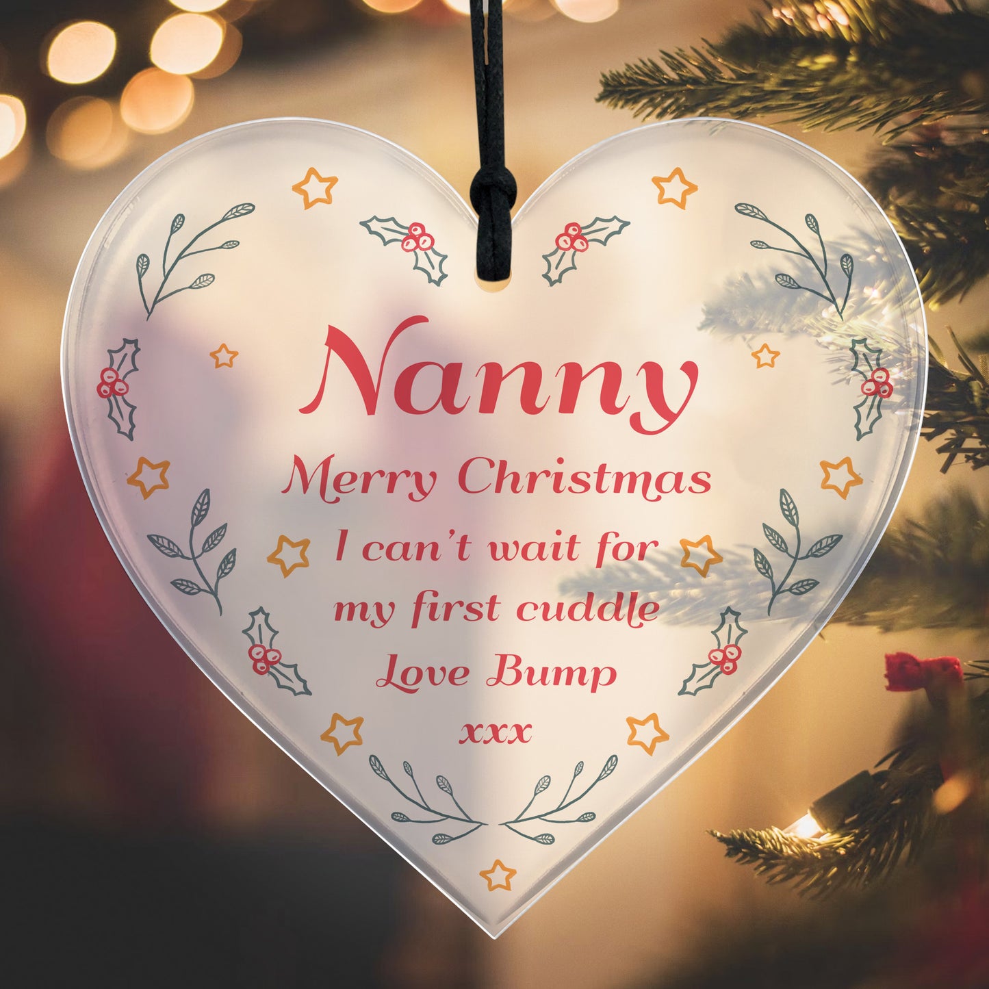 Christmas Gift For Nanny From Bump Acrylic Hanging Heart